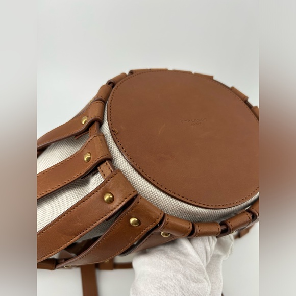 Saint Laurent YSL Panier Cutout Basket Tote Brown Cognac Caramel  $2990 - Picture 10 of 15